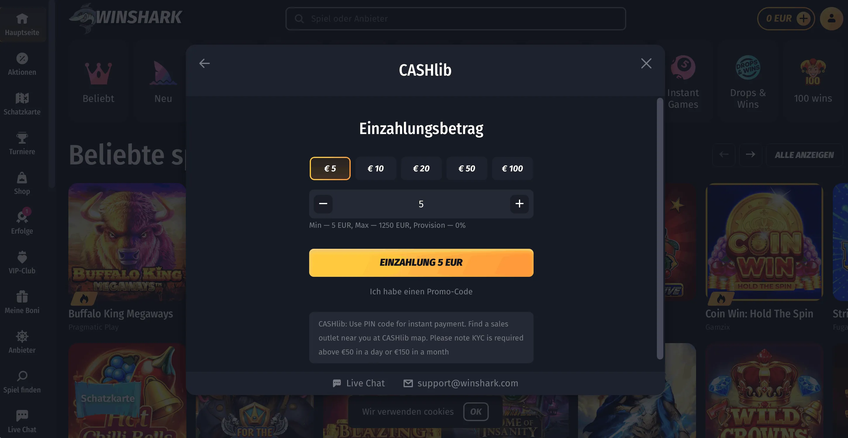 Winshark Casino Einzahlung